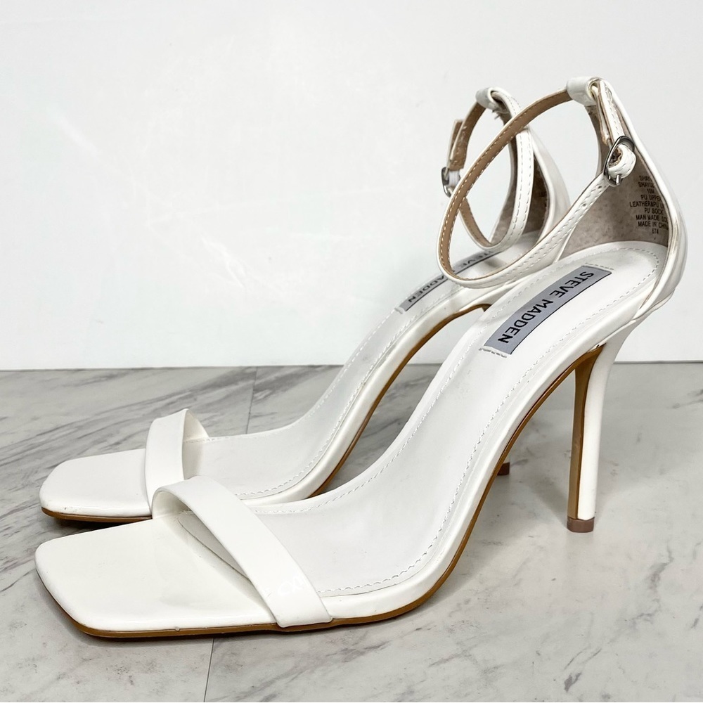 Steve Madden Shaye Square Toe White Heeled Sandal 10M